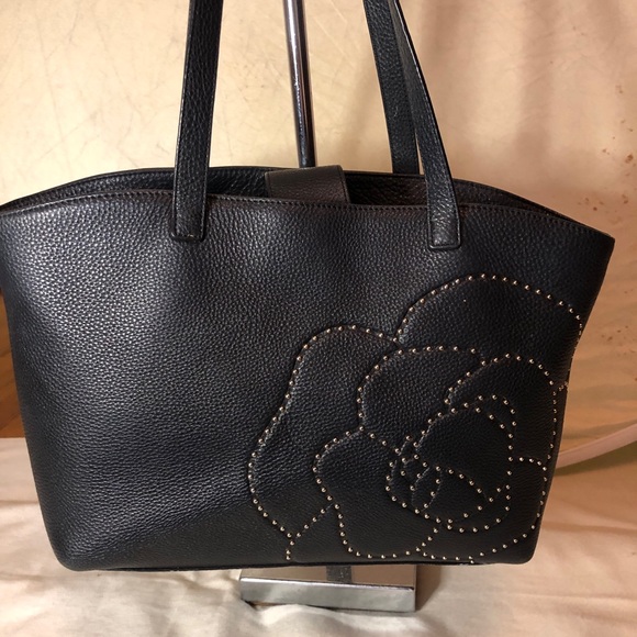 Karl Lagerfeld Handbags - Karl Lagerfeld Black Tote with Studded Floral Design